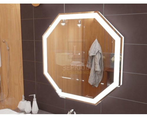 Зеркало с подсветкой для ванной комнаты в форме шестигранника Тревизо