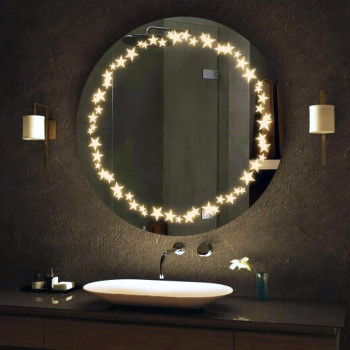 Зеркало в ванную комнату с подсветкой светодиодной лентой Изабелла